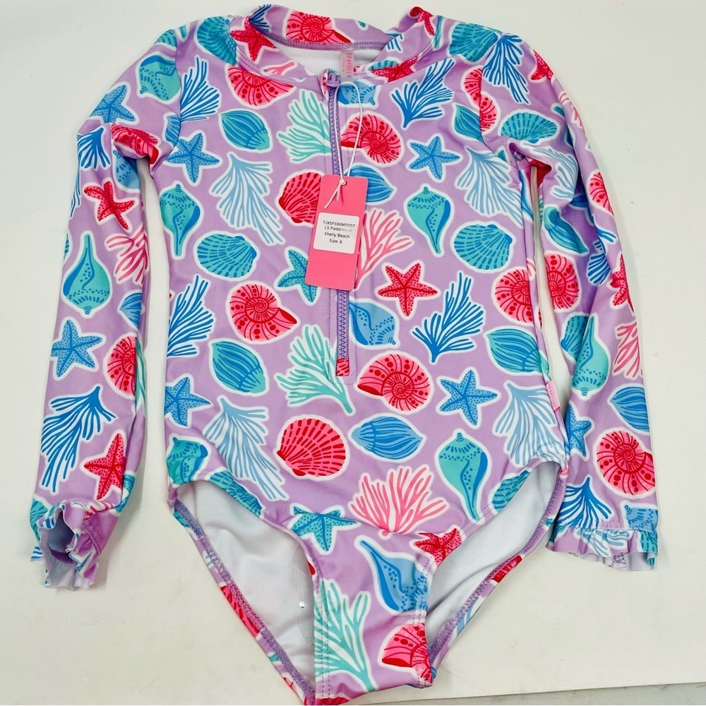 Seafolly Kids Swim Rash Guard - Pink and Blue